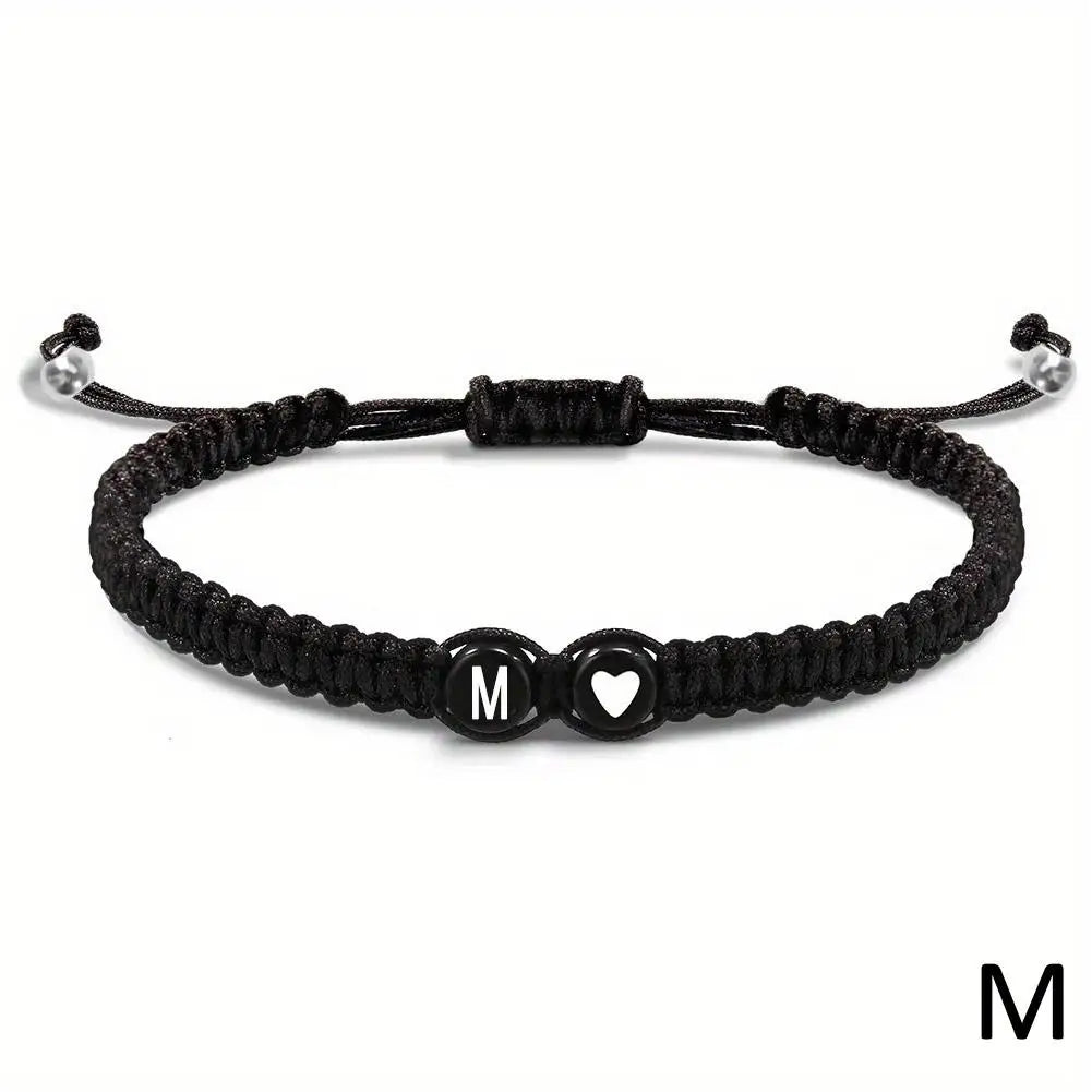 Initial Heart Braided Bracelet