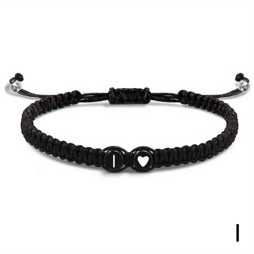 Initial Heart Braided Bracelet