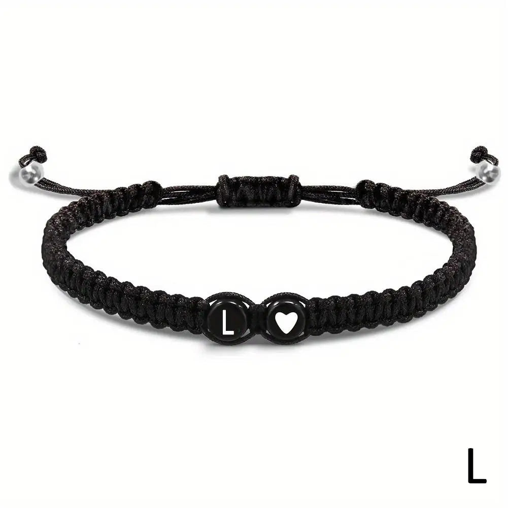 Initial Heart Braided Bracelet