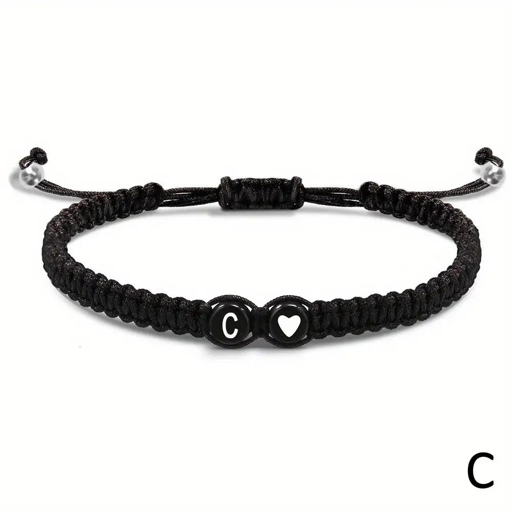 Initial Heart Braided Bracelet