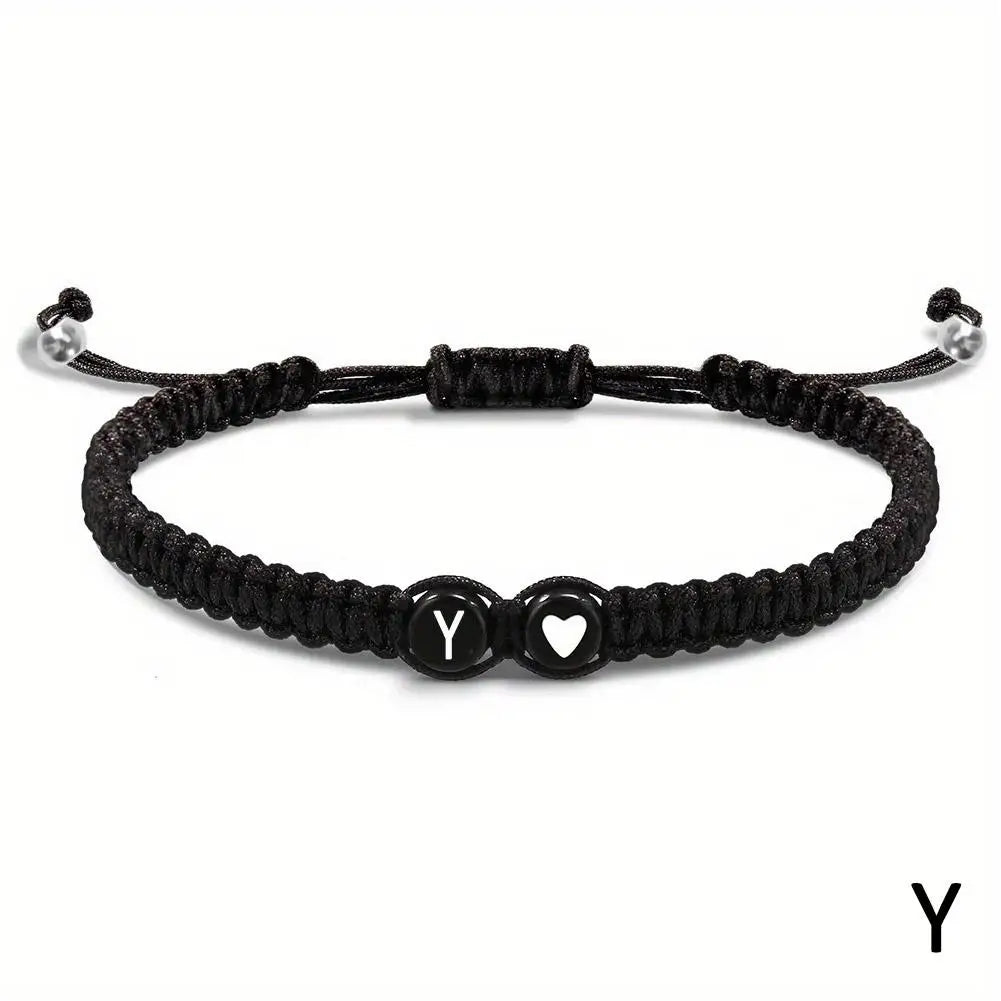 Initial Heart Braided Bracelet