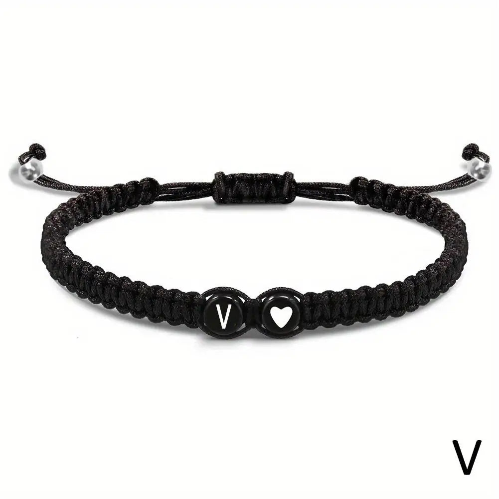 Initial Heart Braided Bracelet