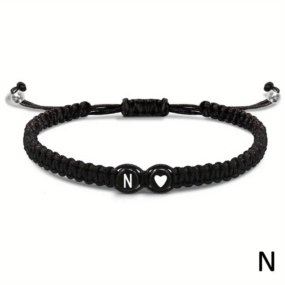 Initial Heart Braided Bracelet