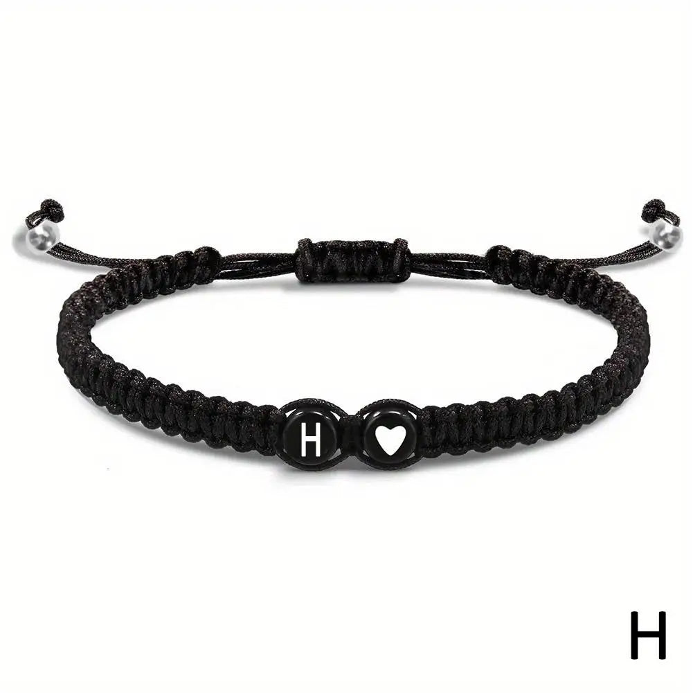 Initial Heart Braided Bracelet