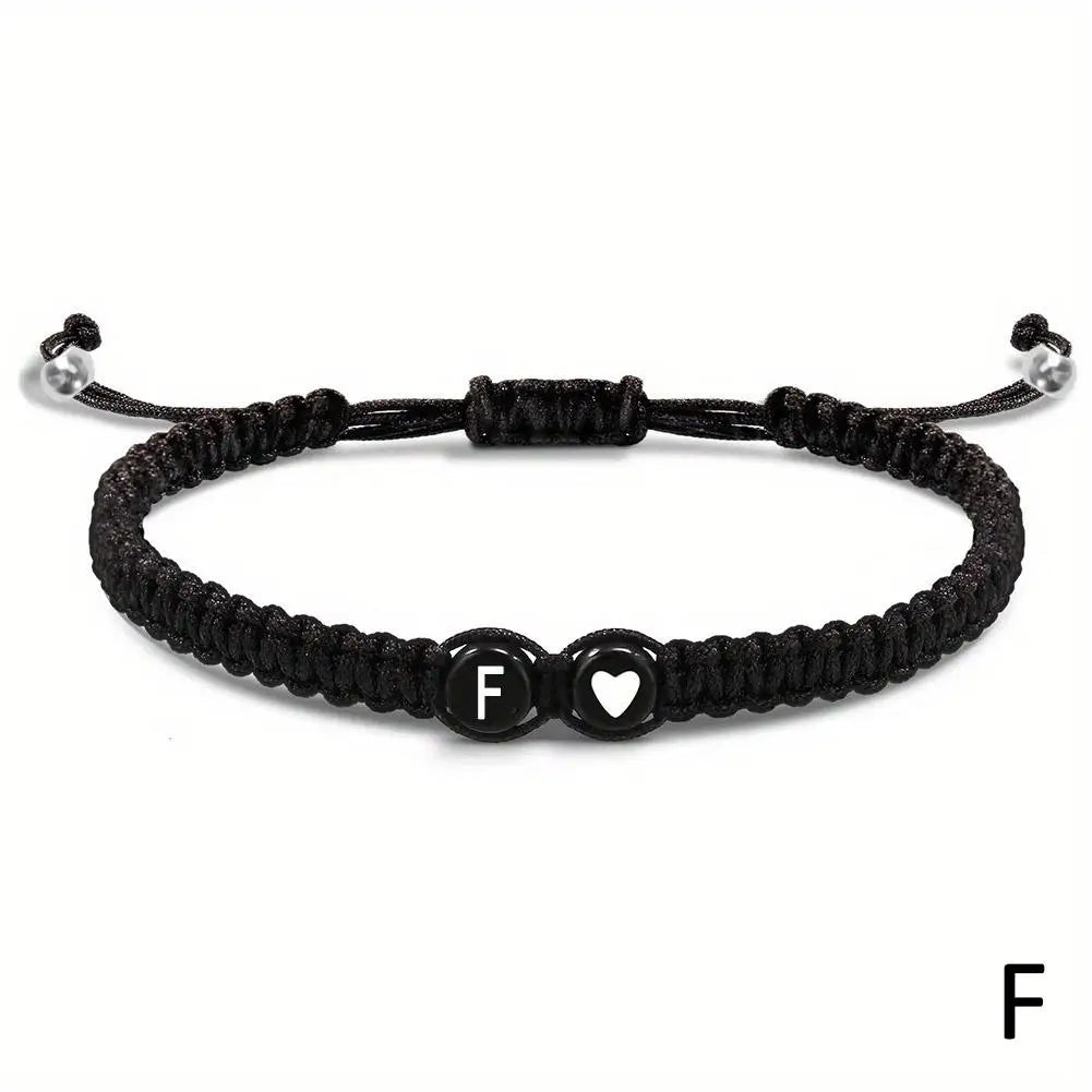 Initial Heart Braided Bracelet