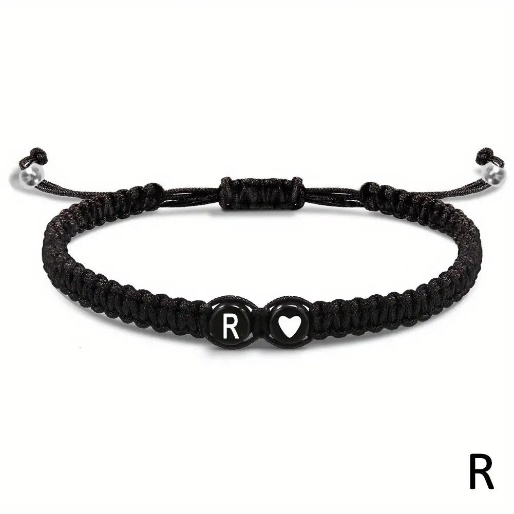Initial Heart Braided Bracelet