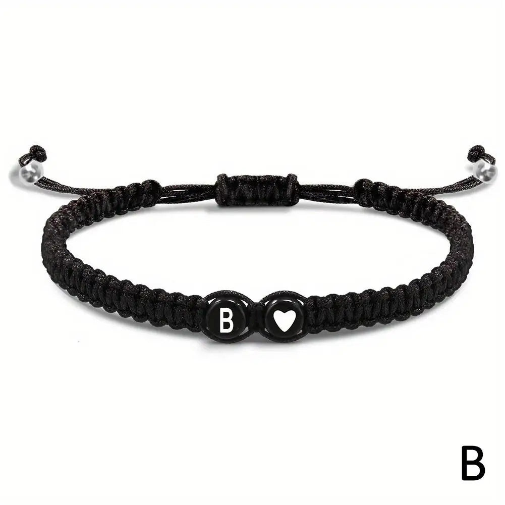 Initial Heart Braided Bracelet