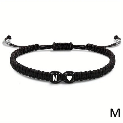 Initial Heart Braided Bracelet