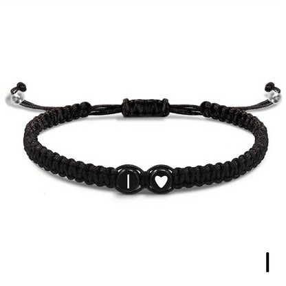 Initial Heart Braided Bracelet
