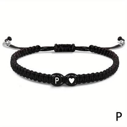 Initial Heart Braided Bracelet