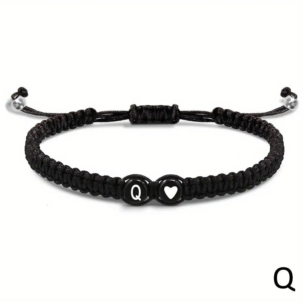 Initial Heart Braided Bracelet