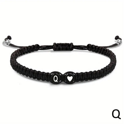 Initial Heart Braided Bracelet