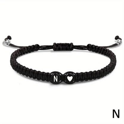 Initial Heart Braided Bracelet